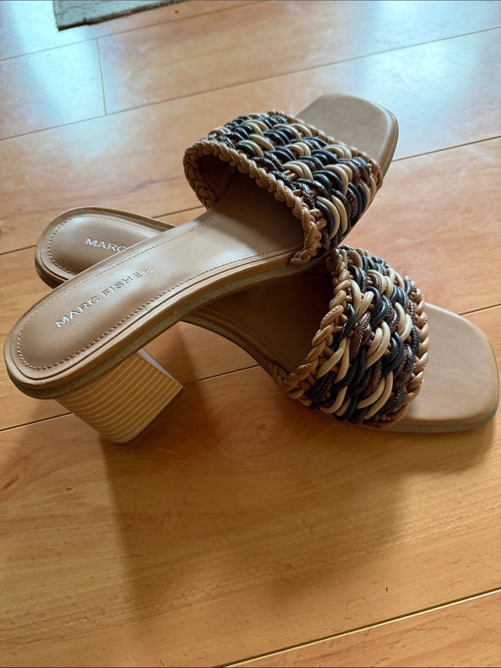 Marc Fisher Multi-Tone Braided Block Heel Slides